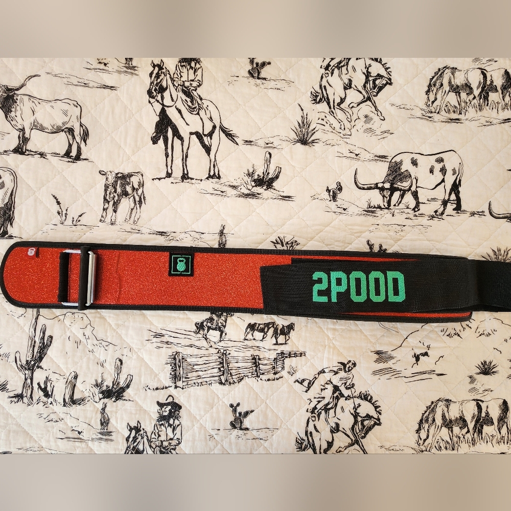 2POOD Orange Sparkle Weightlifting Belt Size Small